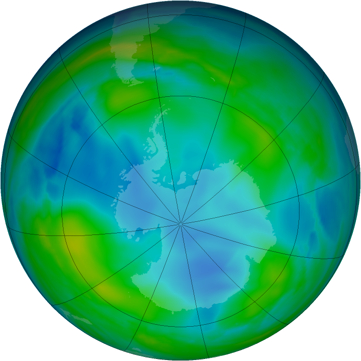 Antarctic ozone map for 10 June 2007